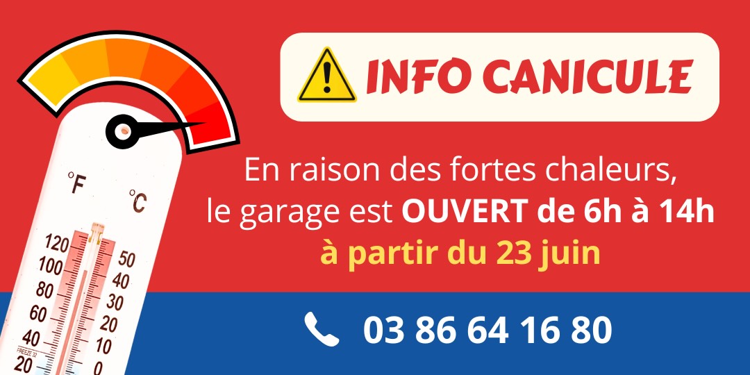 Changement d'horaires temporairement pendant la canicule 23 juin 2026
